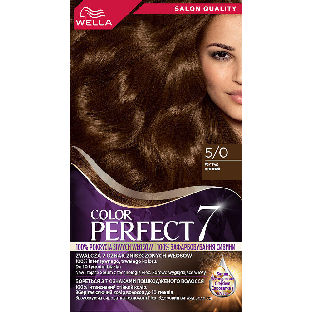 Wella Color Perfect 7, farba do włosów, 5/0 jasny brąz, 50ml - Bodyland.pl