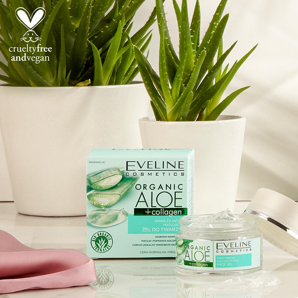 Eveline Organic Aloe + Collagen, nawilżająco-matujący żel do twarzy ...