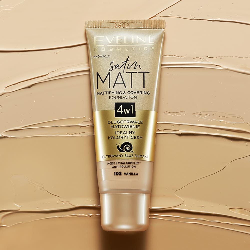 Eveline Satin Matt, matująco-kryjący podkład do twarzy, 101 ivory, 30ml ...