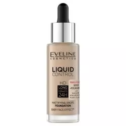 Eveline Cosmetics Liquid Control HD, Matujący podkład do twarzy z niacynamidem 35 Natural Beige, 32ml