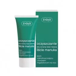 Ziaja Liście Manuka, oczyszczanie, krem z kwasem migdałowym na noc, 50ml