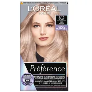 L'Oreal Paris Préférence Trwała Farba do Włosów, 8.12 Alaska Jasny Popielaty Beżowy Blond