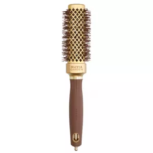 Olivia Garden Expert Blowout Straight, szczotka do prostowania i modelowania włosów, Wavy Bristles Gold&Brown 30mm