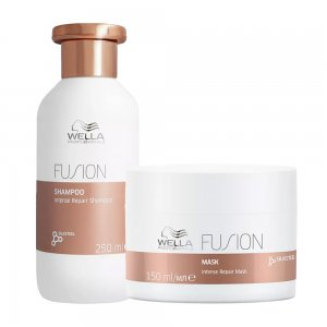 Wella Fusion, zestaw do odbudowy zniszczonych włosów, szampon + maska