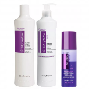 Fanola No Yellow, zestaw ochładzający odcień blond, szampon + maska + odżywka