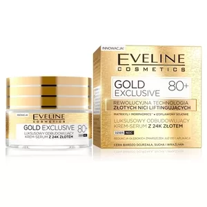Eveline Gold Exclusive, luksusowy odbudowujący krem-serum z 24k złotem 80+, 50ml