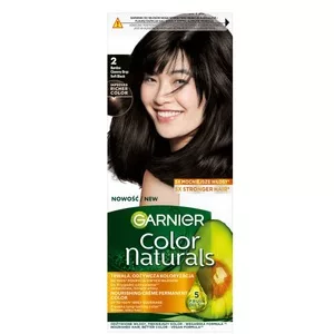 Garnier Color Naturals 2.00 Bardzo ciemny brąz, odżywcza farba do włosów, do 100% pokrycia siwych włosów