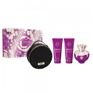 Versace Dylan Purple Pour Femme zestaw woda perfumowana spray 100ml + balsam do ciala 100ml + żel pod prysznic 100ml + kosmetyczka (W)