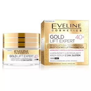 Eveline Gold Lift Expert, luksusowy ujędrniający krem-serum z 24k złotem, na dzień i na noc, 40+, 50ml