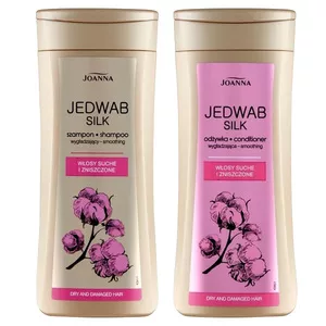 Joanna Jedwab, zestaw wygładzający włosy niesforne, szampon + odżywka, 200ml + 200g