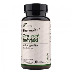Pharmovit Żeń-szeń indyjski Ashwagandha 20:1 200mg suplement diety 90 kapsułek