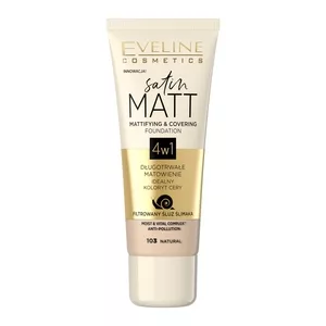 Eveline Satin Matt, matująco-kryjący podkład do twarzy, 103 natural, 30ml