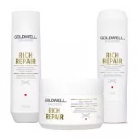Goldwell Dualsenses Rich Repair, zestaw odbudowujący, szampon + odżywka + kuracja, 250ml + 200ml + 200ml