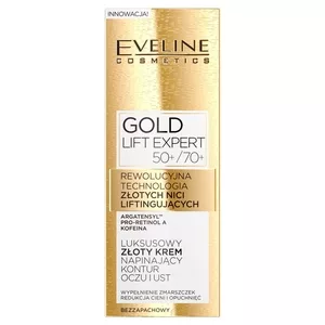 Eveline Gold Lift Expert, luksusowy złoty krem napinający kontur oczu i ust, 50+/70+, 15ml