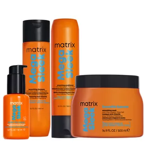 Matrix Mega Sleek, zestaw wygładzający przeciw puszeniu się włosów, szampon + odżywka + maska + olejek