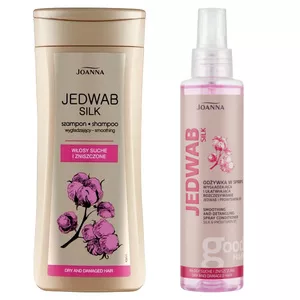 Joanna Jedwab, zestaw wygładzający włosy niesforne, szampon + odżywka w sprayu, 200ml + 150ml
