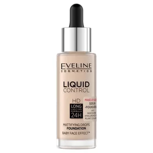 Eveline Cosmetics Liquid Control HD, Matujący podkład do twarzy z niacynamidem 02 Soft Porcelain, 32ml
