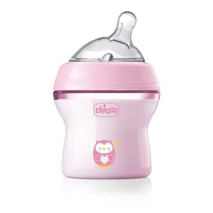 Chicco NaturalFeeling butelka plastikowa ze smoczkiem silikonowym przepływ wolny dla dzieci 0m+ Różowa 150ml