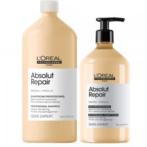 Loreal Absolut Repair, zestaw XL do włosów zniszczonych, szampon + odżywka