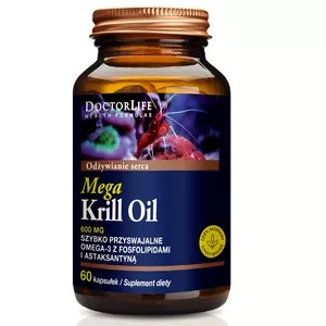 Doctor Life Mega Krill Oil Omega 3 EPA & DHA olej z kryla 600mg suplement diety 60 kapsułek