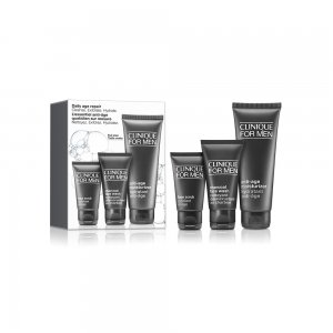 Clinique Clinique For Men Daily Age Repair zestaw krem nawilżający 100ml + peeling do twarzy 30ml + żel do mycia twarzy 50ml