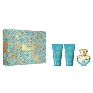Versace Dylan Turquoise Pour Femme zestaw woda toaletowa spray 50ml + żel do ciała 50ml + żel pod prysznic 50ml (W)