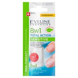 Eveline Nail Therapy Professional, odżywka do paznokci 8w1 total action sensitive, 12ml