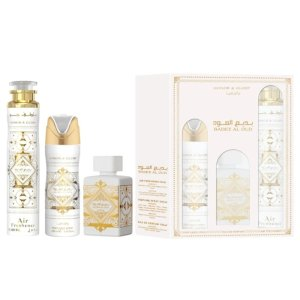 Lattafa Bade'e Al Oud Honor & Glory zestaw woda perfumowana spray 100ml + dezodorant spray 200ml + odświeżacz powietrza 300ml (U)
