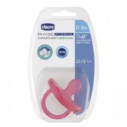 Chicco PhysioForma smoczek silikonowy uspokajający Soft dla dzieci 0-6m Jasnoróżowy 1szt