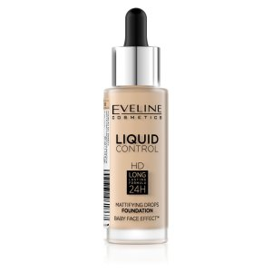 Eveline Liquid Control HD, matujący podkład do twarzy, 015 light vanilla, 32ml