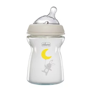 Chicco NaturalFeeling butelka szklana ze smoczkiem silikonowym przepływ wolny dla dzieci 0m+ 250ml