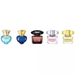 Versace Miniatures Collection zestaw: woda toaletowa Crystal Noir 5ml + Dylan Turquoise 5ml + Yellow Diamond 5ml + Bright Crystal 5ml + woda perfumowana Pour Femme Dylan Blue 5ml (W)