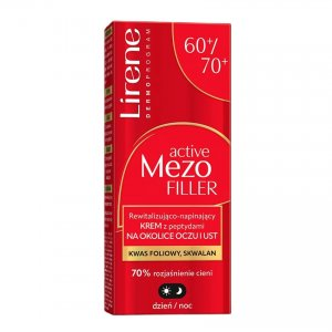 Lirene Active Mezo Filler rewitalizująco-napinający krem z peptydami na okolicę oczu i ust 60/70+ 15ml