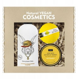 LaQ Music, zestaw, żel Królik 300ml + mus do mycia twarzy peelingujący 80g + kula banan 120g (sianko)