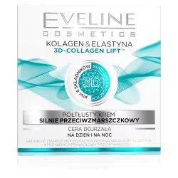 Eveline, półtłusty krem silnie przeciwzmarszczkowy kolagen + elastyna, 50ml