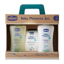 Chicco Baby Moments zestaw dla dzieci: płyn do kąpieli 200ml + balsam do ciała 200ml + woda toaletowa 100ml (U)