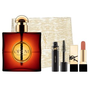 Yves Saint Laurent Opium zestaw woda perfumowana spray 90ml + tusz do rzęs 2ml + pomadka do ust 3.8g (W)