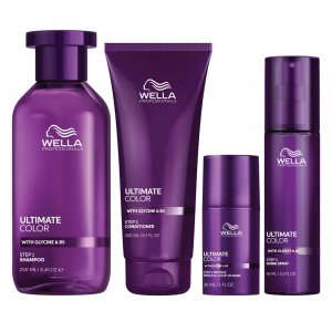 Wella Ultimate Color, zestaw do pielęgnacji włosów farbowanych, szampon + odżywka + kuracja + spray