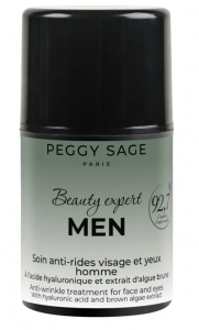 Peggy Sage Beauty Expert Men, krem przeciwzmarszczkowy do twarzy i oczu dla mężczyzn z kwasem hialuronowym i ekstraktem z alg brunatnych, 50ml