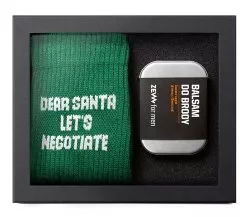 ZEW for Men, zestaw prezentowy Świąteczny Brodacz, basam do brody 80ml + skarpety zielone
