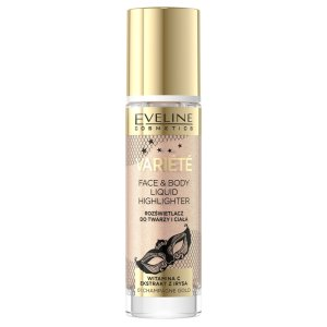 Eveline Variété, płynny rozświetlacz do twarzy i ciała, 01 champagne gold, 30ml