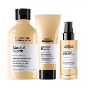 Loreal Absolut Repair, zestaw do włosów zniszczonych, szampon + odżywka + serum
