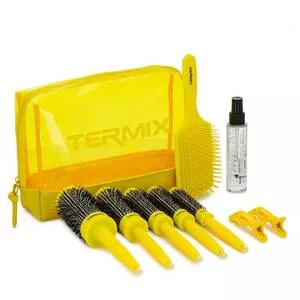 Termix, zestaw 5 żółtych szczotek i akcesoriów + spray Silky 200ml