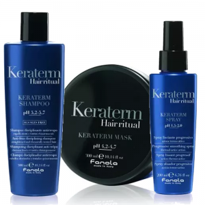 Fanola Keraterm, zestaw wygładzający do włosów, szampon + spray termoochronny + maska
