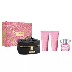 Versace Bright Crystal zestaw woda toaletowa spray 90ml + żel pod prysznic 100ml + balsam do ciała 100ml + kosmetyczka (W)