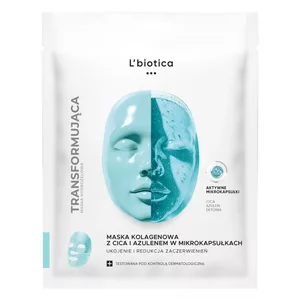 L\'biotica Maska kolagenowa z CICA i azulenem w mikrokapsułkach Ukojenie i Redukcja Zaczerwienień 1szt.