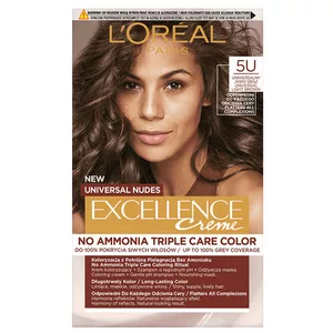 L'Oreal Paris Excellence Creme Universal Nudes, Trwała Farba do Włosów, 5U Uniwersalny Jasny Brąz