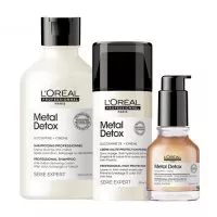 Loreal Metal Detox, zestaw po koloryzacji oraz dekoloryzacji szampon + olejek + krem