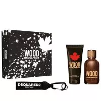 Dsquared2 Wood Pour Homme zestaw woda toaletowa spray 100ml + żel pod prysznic 100ml + breloczek (M)