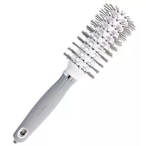 Olivia Garden Expert Blowout Vent, szczotka do suszenia włosów z podwójnym włosiem, Double Bristles White&Grey 45mm